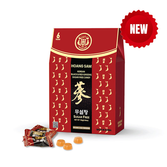 HOANG SAM Black & Red Ginseng Sugar Free Candy (160g/5.64oz x 12 Bags)