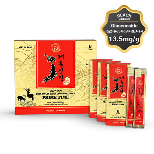 GEUMSAM Deer Antler Black Ginseng Extract Stick Pouch PRIME TIME (30 Stick Pouches)