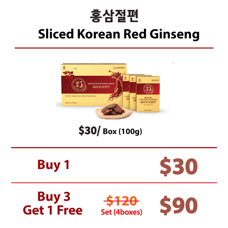 GEUMSAM Sliced Korean Red Ginseng (20g x 5 mini boxes)